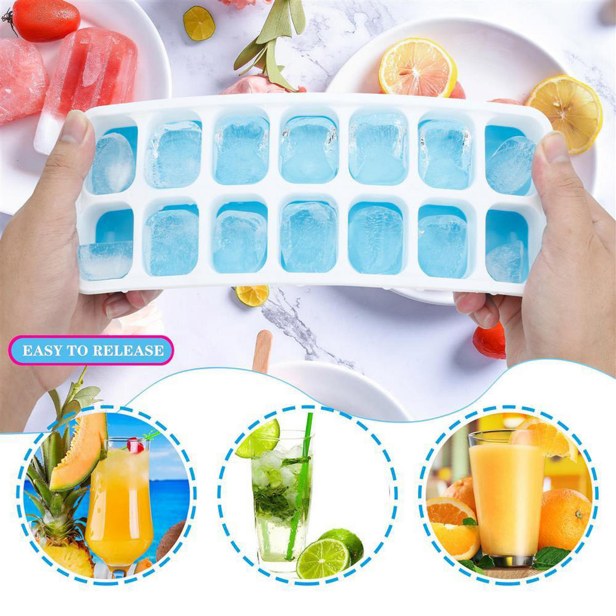 EISWÜRFELFORM 4er Set - Blau, Kunststoff (9.9/2.9/25.5cm) - Intirilife