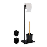 WC-GARNITUR - Schwarz, Holz/Metall (22/69/18cm) - Relaxdays