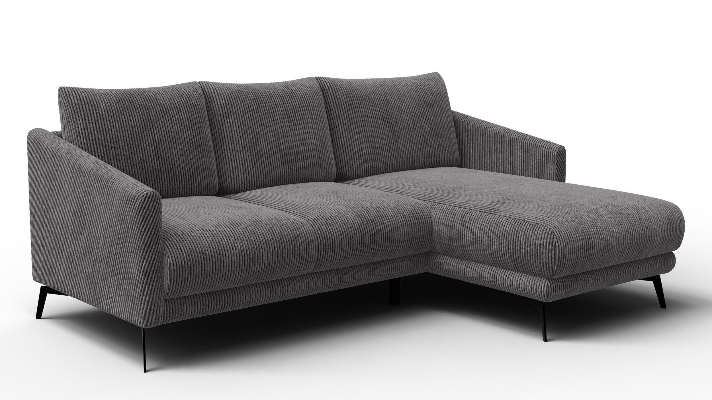 ECKSOFA VILT 3-Sitzer, dunkelgrau - Dunkelgrau/Schwarz, Holzwerkstoff/Textil (221/156cm) - Courtois Laville