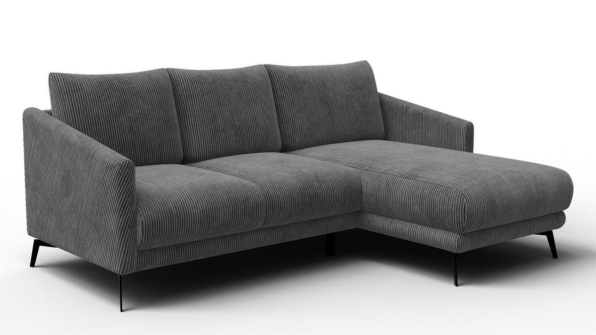 ECKSOFA VILT 3-Sitzer, dunkelgrau - Dunkelgrau/Schwarz, Holzwerkstoff/Textil (221/156cm) - Courtois Laville