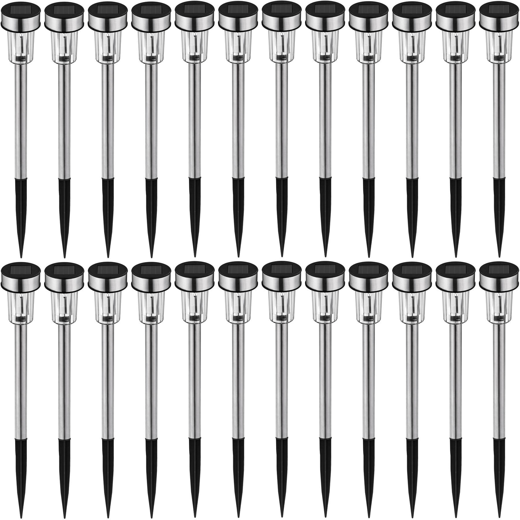 LED-SOLARLAMPEN 24er Set ,4,7 x 37 cm,silber - Silberfarben, Metall (4.7/4.7/37cm) - tectake