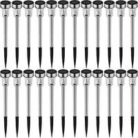LED-SOLARLAMPEN 24er Set ,4,7 x 37 cm,silber - Silberfarben, Metall (4.7/4.7/37cm) - tectake