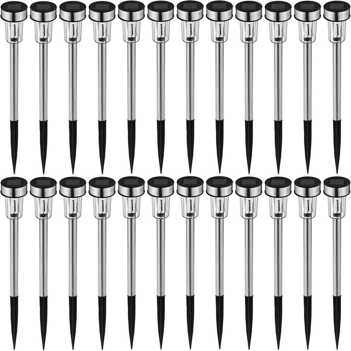 LED-SOLARLAMPEN 24er Set ,4,7 x 37 cm,silber - Silberfarben, Metall (4.7/4.7/37cm) - tectake