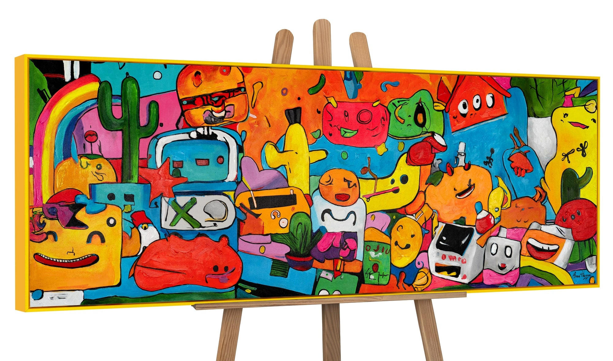 GEMÄLDE Farbenfrohe Welt Schattenfugenrahmen Gelb 150x50 cm - Gelb, Holz (150/50cm) - YS-art gallery