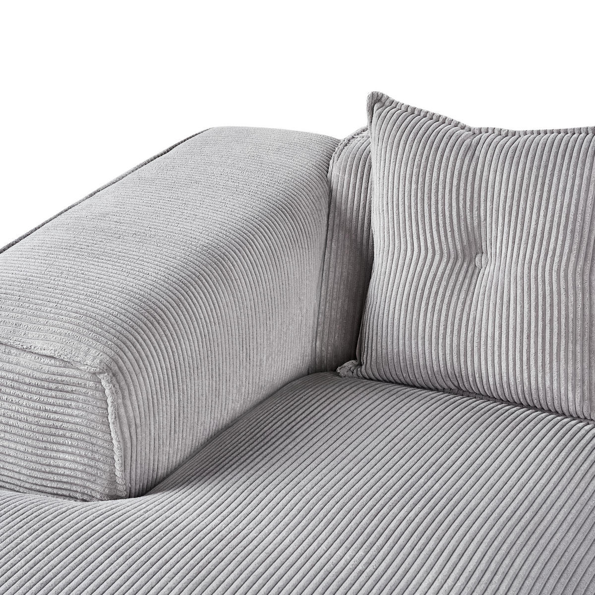 ROHOVÁ POHOVKA 3-místná Manšestr Světle šedá pravostranná Dolva - světle šedá, textil (294/170cm) - Beliani