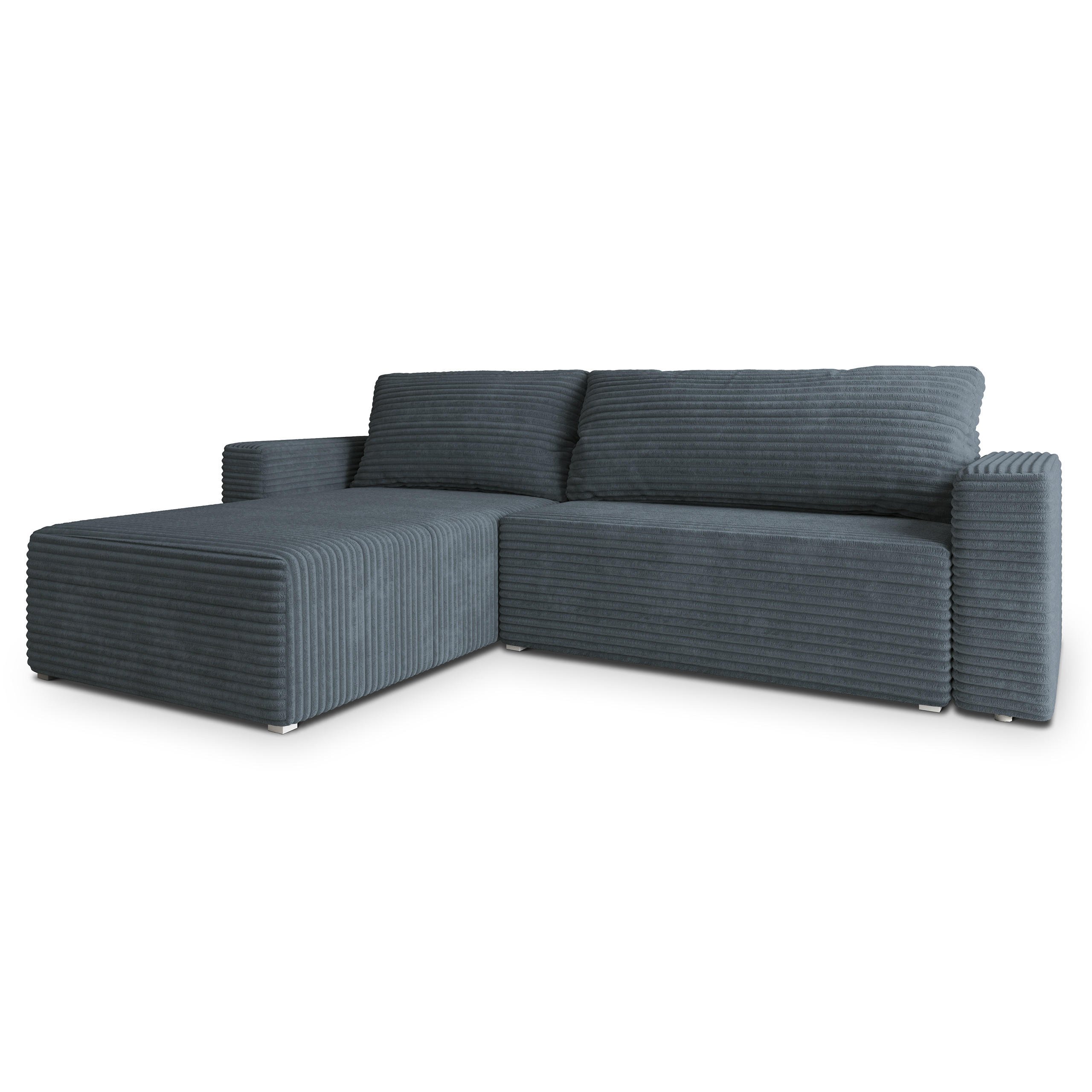 ECKSOFA CALTI T Grau Kordstoff mit Schlaffunktion - Grau, Holzwerkstoff/Textil (283/183cm) - MASSENO