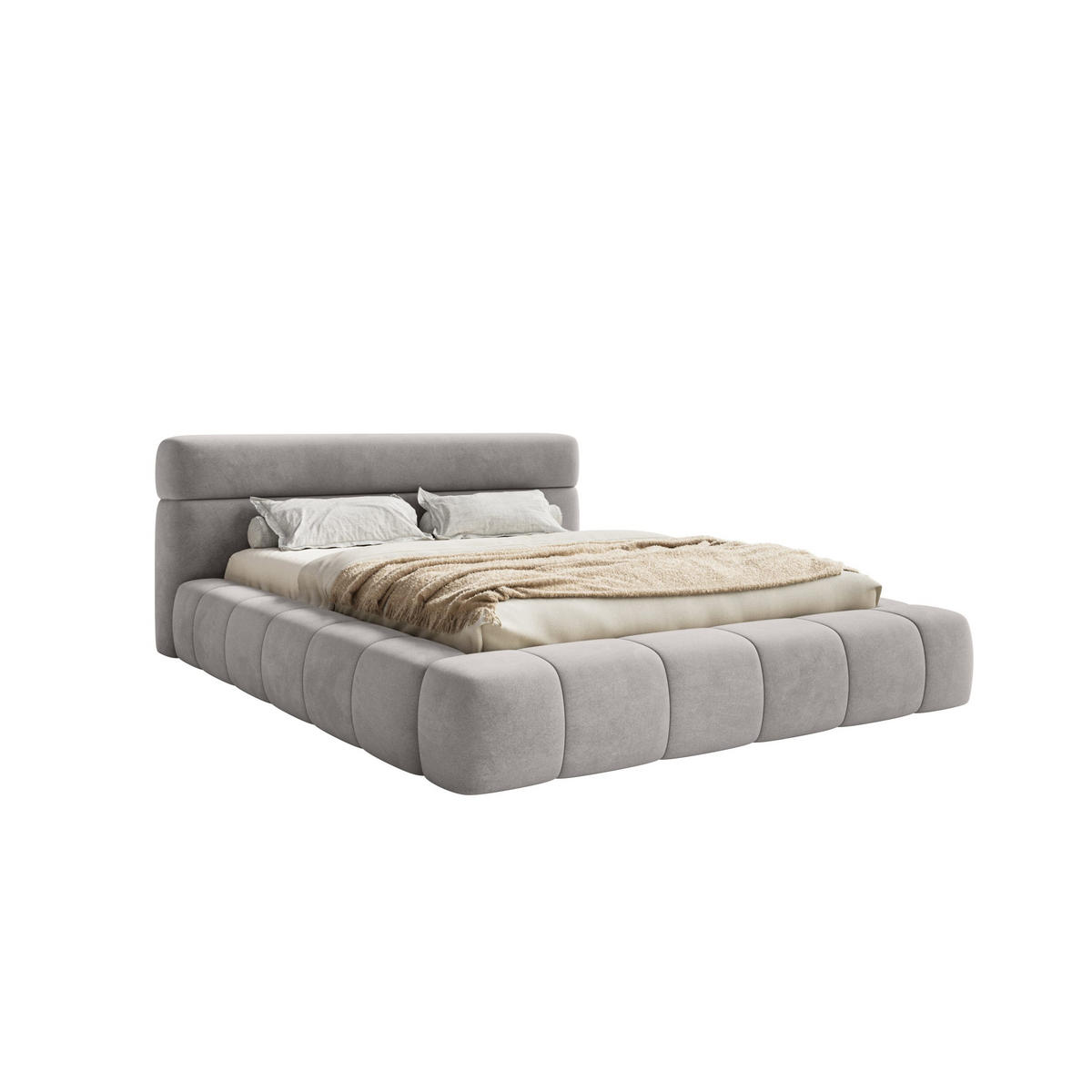 POLSTERBETT Nuuk 200x200 cm, Silber - Grau, Textil (200/200cm) - Fedve