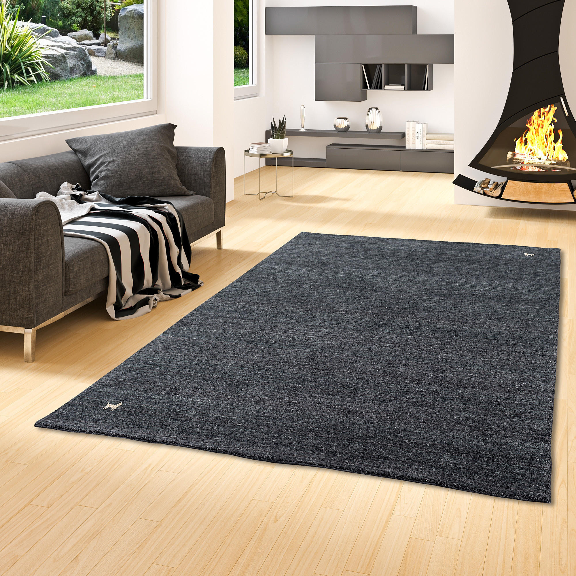 NATUR TEPPICH INDO NEPAL GABBEH SHIVA - Anthrazit, Textil (140/200cm) - Pergamon
