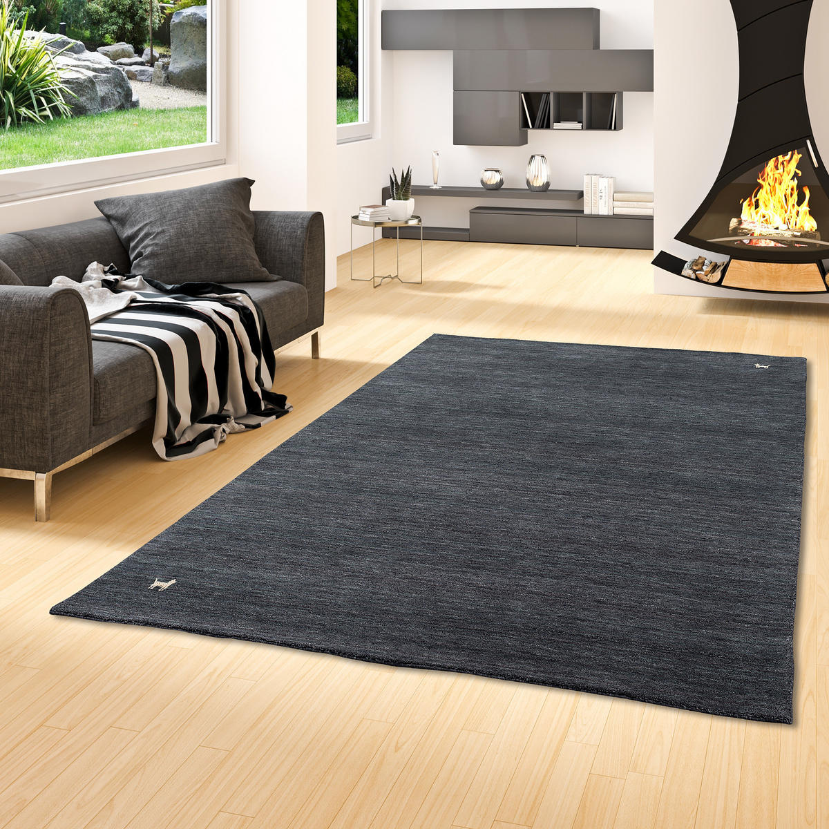 NATUR TEPPICH INDO NEPAL GABBEH SHIVA - Anthrazit, Textil (140/200cm) - Pergamon