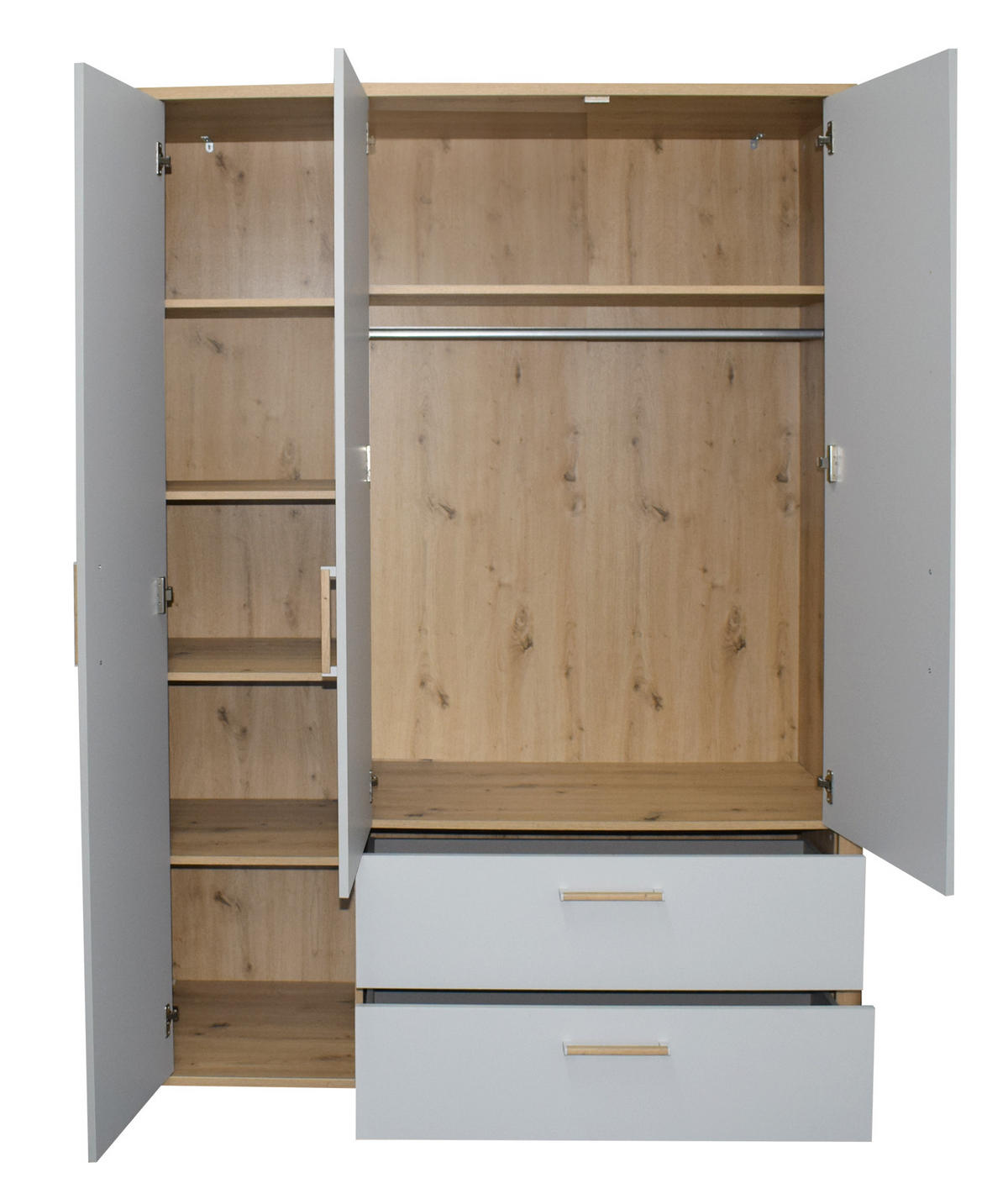 BABYZIMMER Lilly in Asteiche und Kreidegrau matt Lack 4 teilig - Grau, Holzwerkstoff (120/200/80cm)