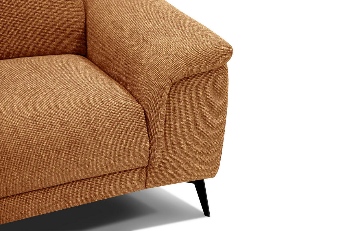 RELAXSOFA FIERO 3-Sitzer mit 2 Relaxfunktionen, orange - Schwarz/Orange, Holzwerkstoff/Textil (212/82/103cm) - Courtois Laville