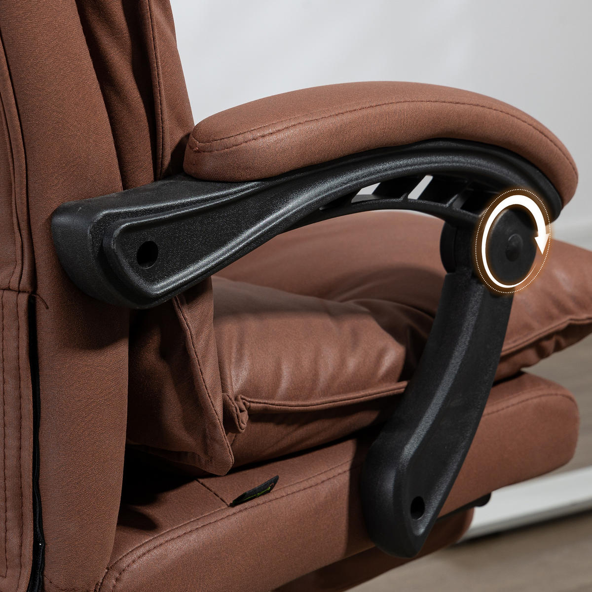 MASSAGE-BÜROSTUHL, Mikrofaser, Braun - Braun, Kunststoff (74/121.5/66cm) - Vinsetto