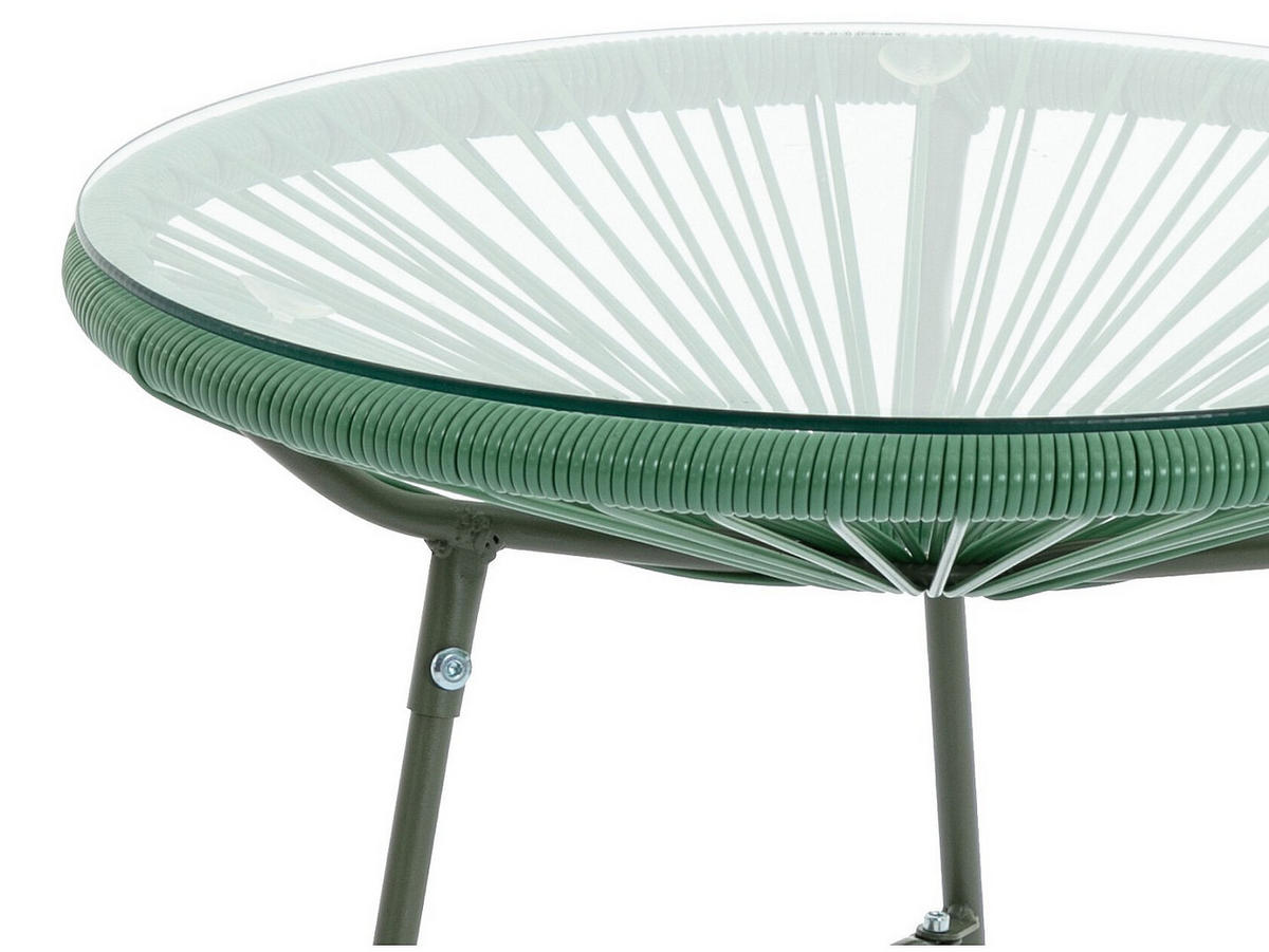 GARTENTISCH - Polyrattan - Kaki - ALIOS III von MYLIA - Grün, Glas (50/50/50cm) - Vente-Unique