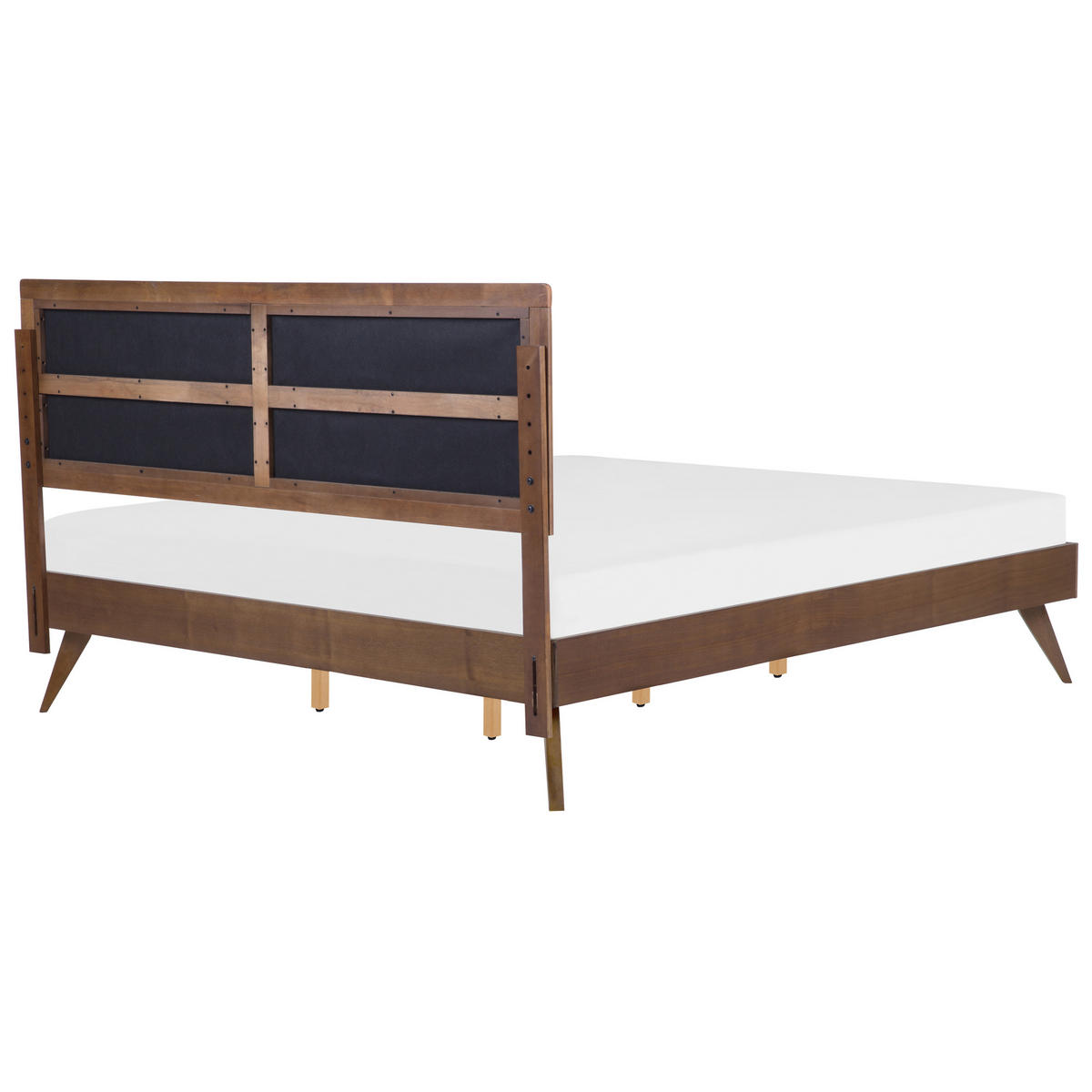 HOLZBETT 180/200 cm Dunkler Holzfarbton Poissy - Dunkelbraun, Holzwerkstoff/Textil (180/200cm) - Beliani