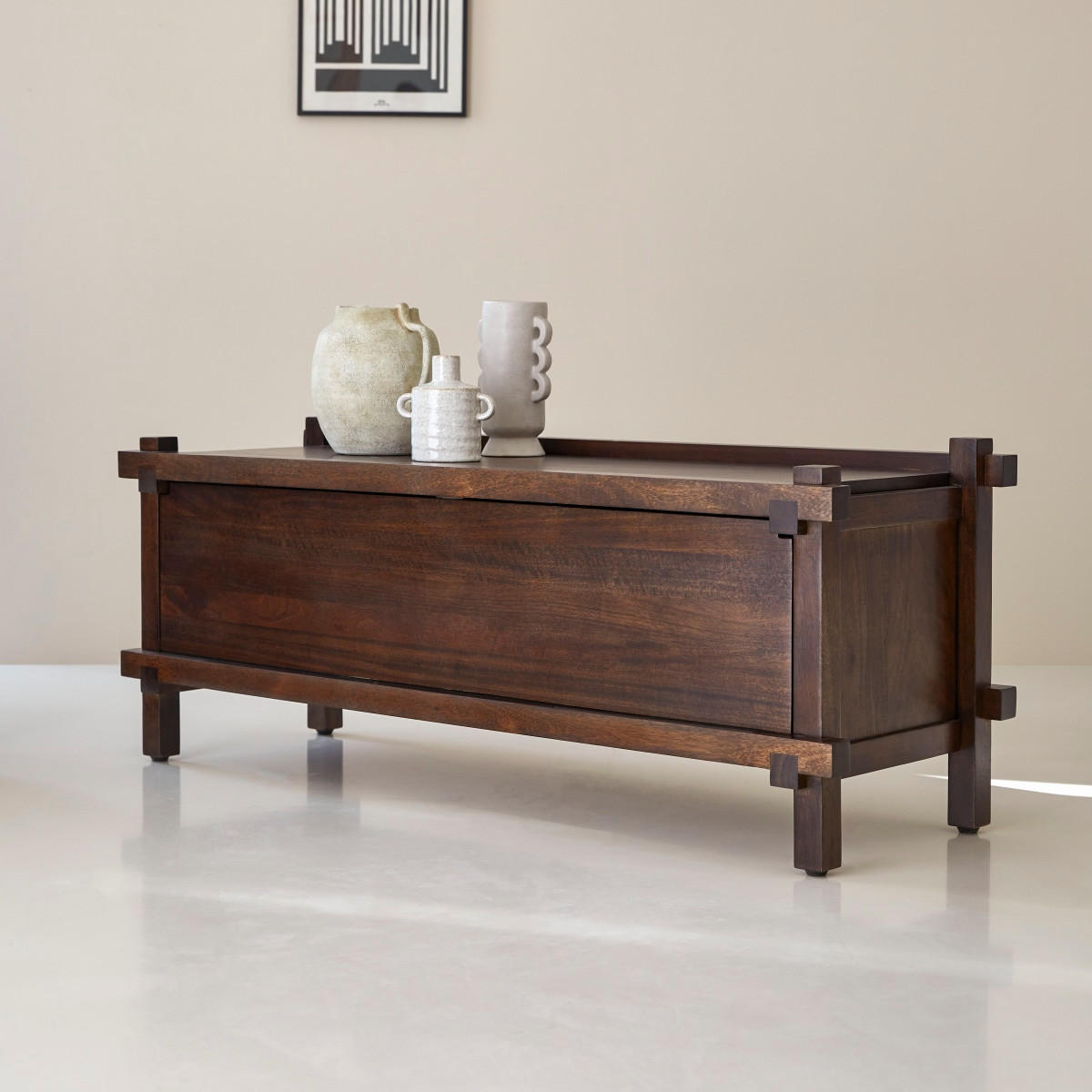 TV-SCHRANK Arko Dunkelbraun aus Mango - Dunkelbraun, Holz (120/48/40cm) - Tikamoon