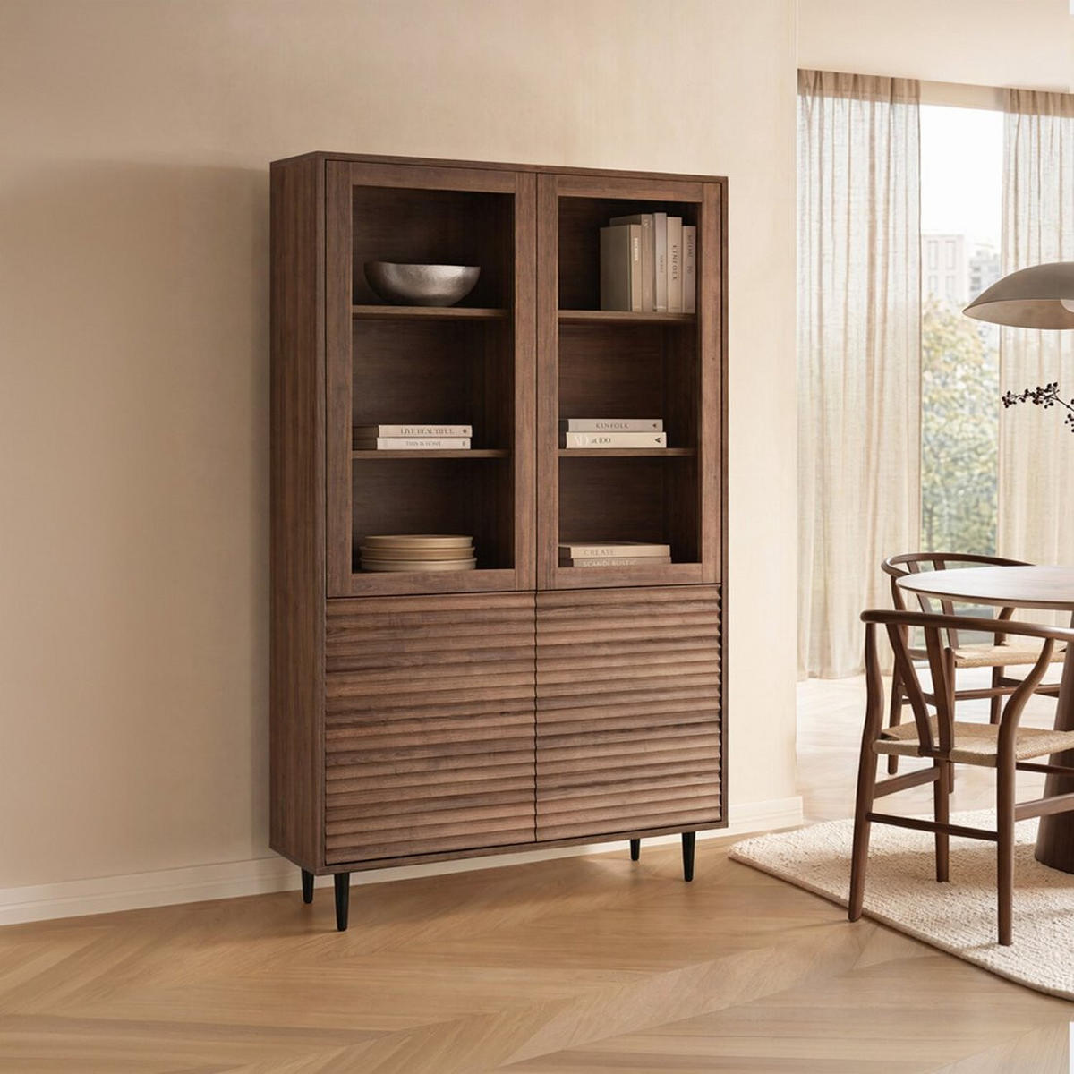 VITRINE Evoke Walnuss 110 cm x 171 cm - Walnussfarben, Holzwerkstoff (110/171/38cm) - Klast Home