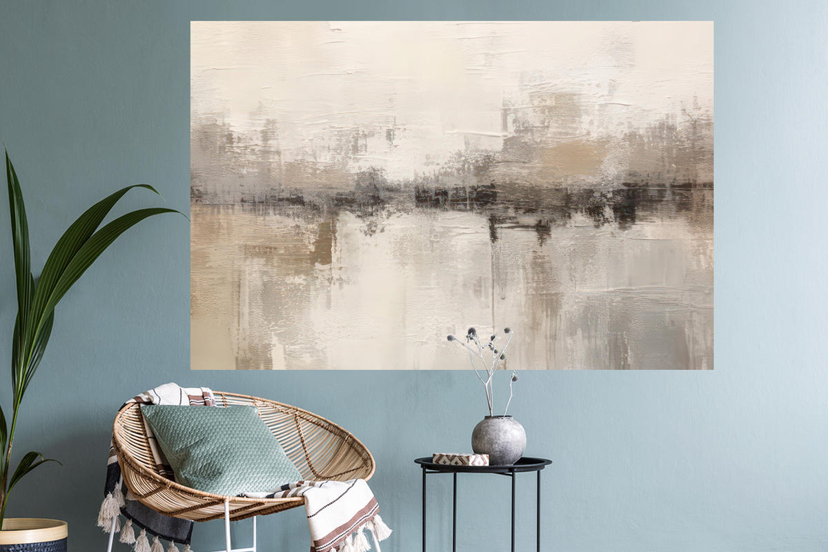 WANDTATTOO Moderne Kunst - Abstrakt - Beige 120x80 cm - Beige, Kunststoff (120/80/0.1cm) - MuchoWow