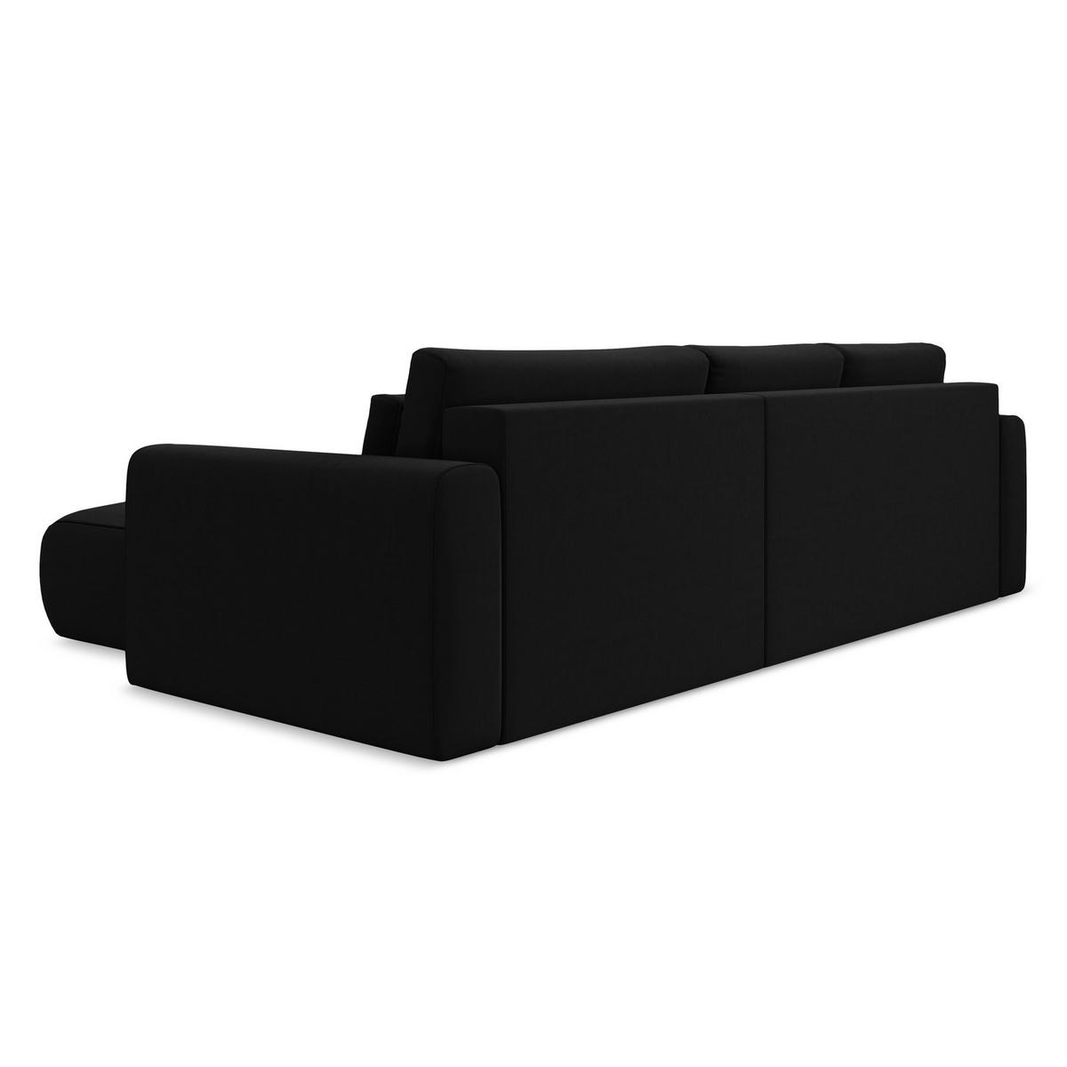 ECKSOFA mit Schlaffunktion Samt Stoff Schwarz - Schwarz, Kunststoff/Textil (278/149cm) - LaMiaSofa