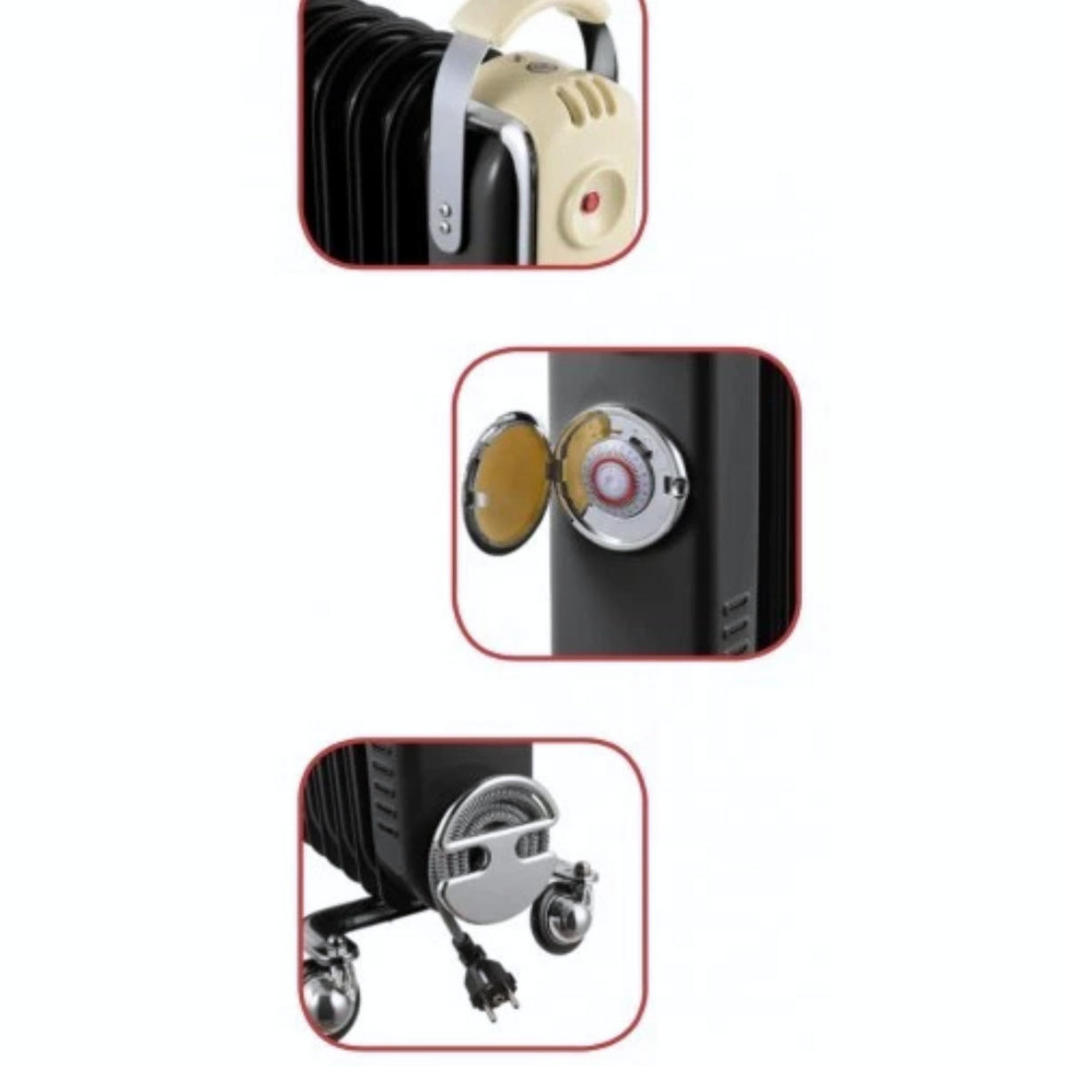 ÖLRADIATOR Drexon AXOS 2000W, Elektrische Heizung, Heizkörper, Heizgerät, mobile Elektroheizung, Elektroheizkörper, Elektro Konvektor, Heizlüfter - Schwarz, Metall (40/11/69.5cm) - JUNG