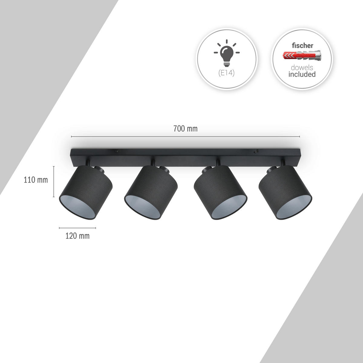 STRAHLER Anika Sq - Schwarz, Metall (14.3/12.1/19cm) - Paco Home