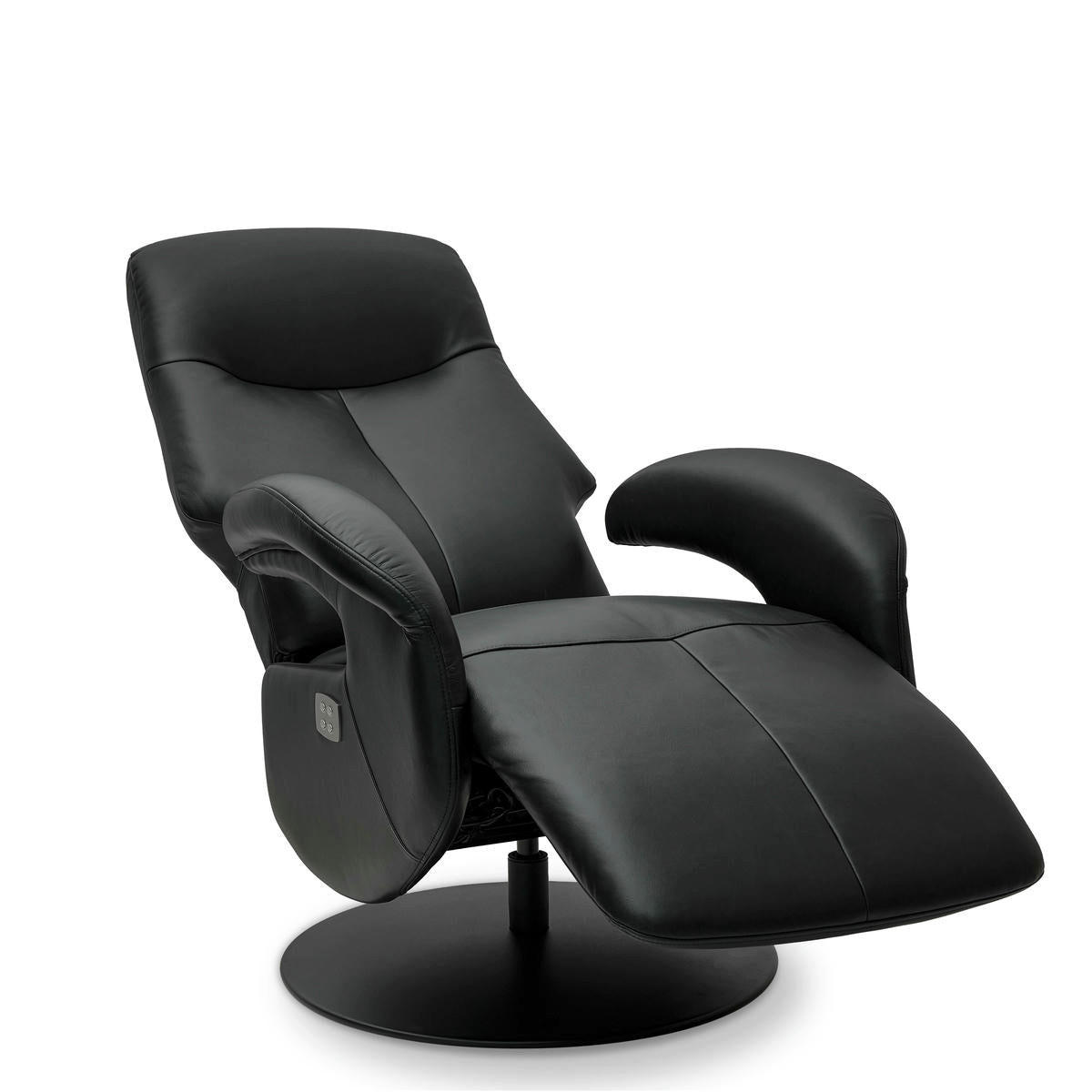 RELAXSESSEL Echtleder Schwarz - Schwarz, Leder/Metall (79/115/85cm) - Furnhouse