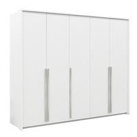 KLEIDERSCHRANK GENUA 255 cm - Weiß mit Silbernen Griffen - Weiß, Holzwerkstoff (255/217/65cm) - Bettso
