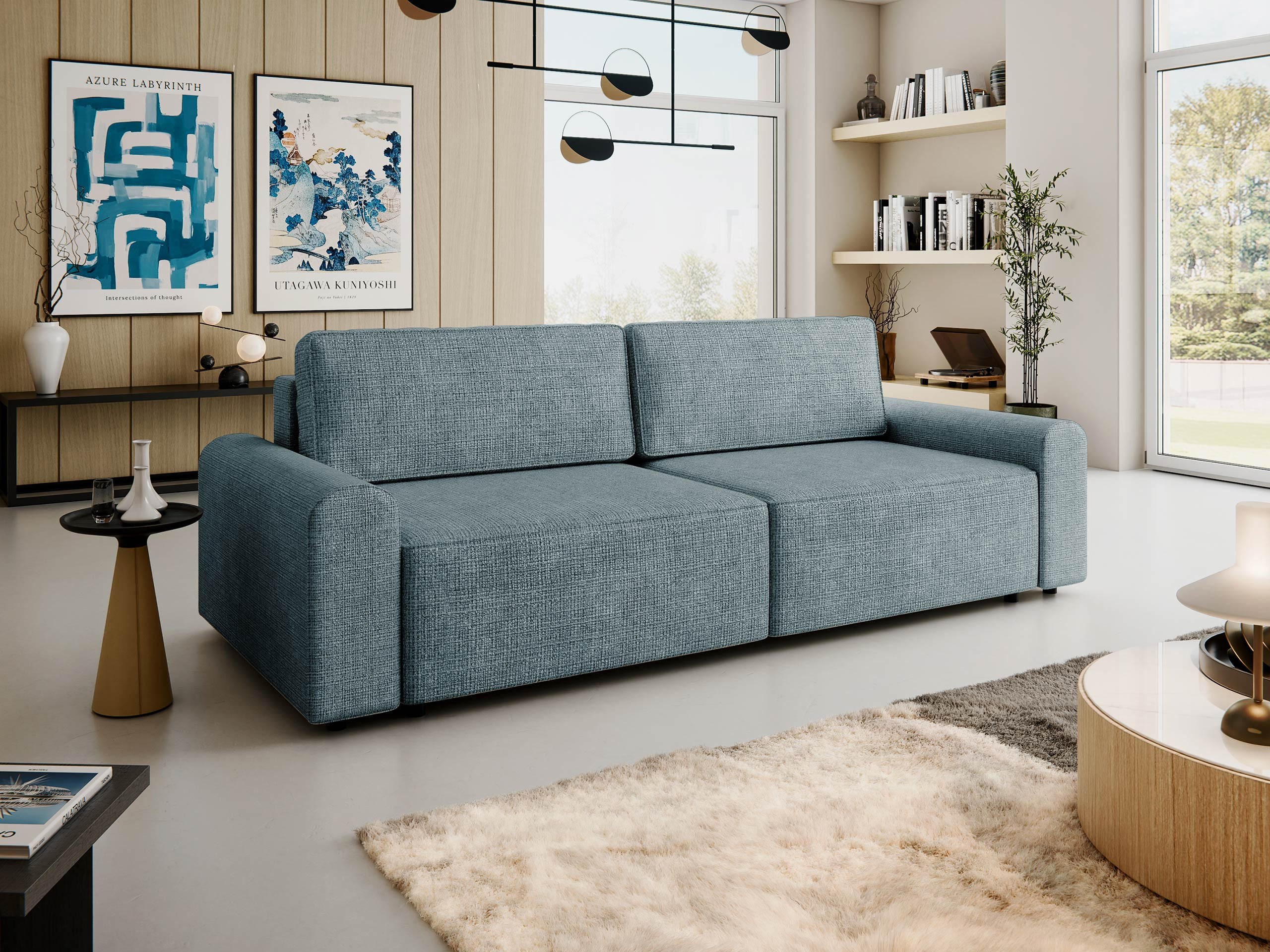 SCHLAFSOFA Bella - Blaugrau/Schwarz, Holz/Kunststoff (240/85/95cm) - MIRJAN24