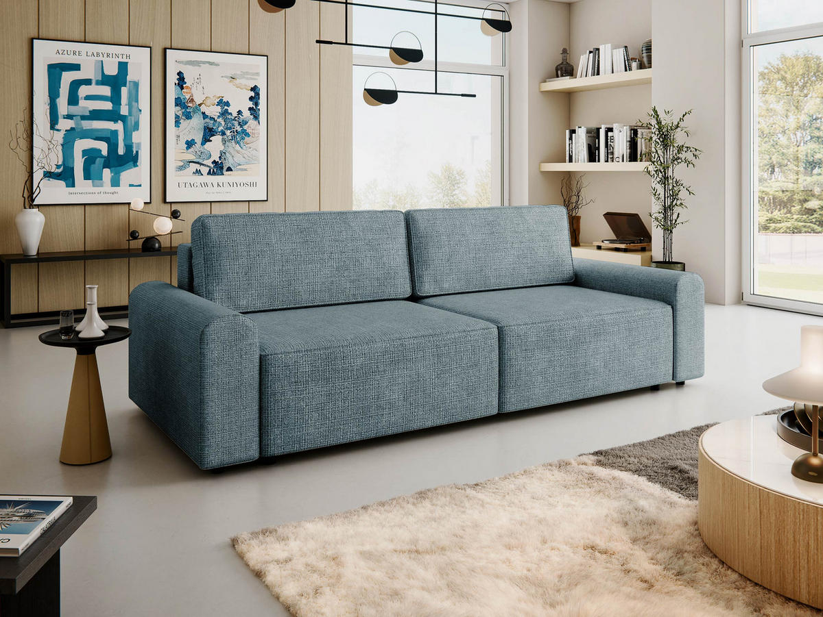 SCHLAFSOFA Bella - Blaugrau/Schwarz, Holz/Kunststoff (240/85/95cm) - MIRJAN24