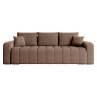 CANAPEA EXTENSIBILA Pufetto Boucle - argintiu/maro deschis, material textil/lemn (244/86/90cm) - MIRJAN24