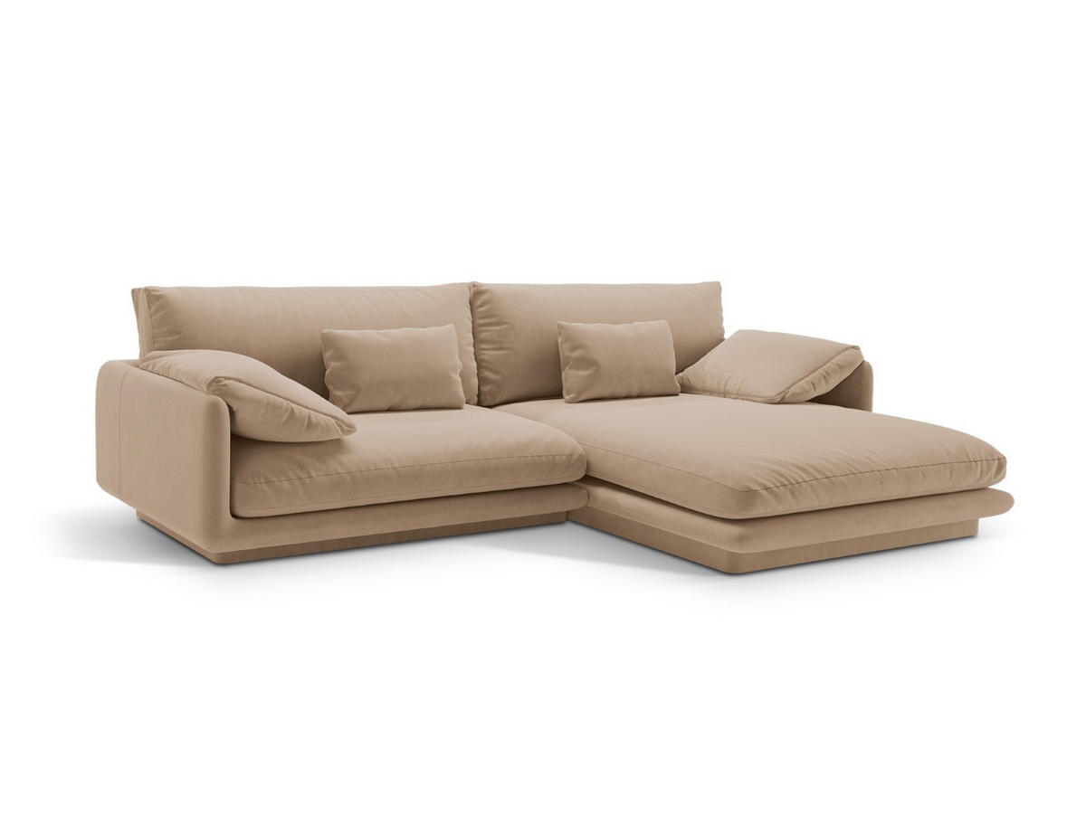 ECKSOFA rechts Torino aus Samt sandfarben 4 Sitzplätze - Sandfarben, Textil (170/250cm) - Micadoni