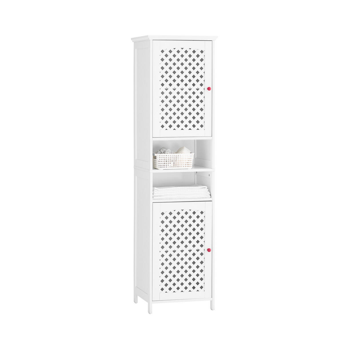 HOCHSCHRANK Weiß 45x41.5x170cm - Weiß, Holzwerkstoff (45/170/41.5cm) - SoBuy