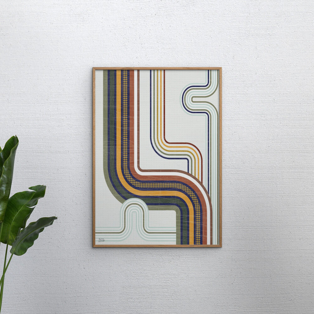 POSTER mit Rahmen Wild Apple - Retro Subway II - Eichefarben/Multicolor, Holz/Papier (70/100cm) - Poster&Frame