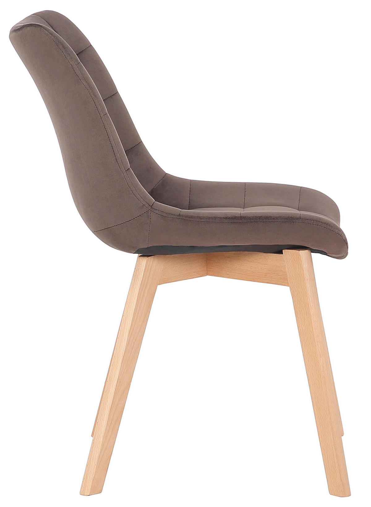 STUHL 2er Set Samt Braun - Eukalyptusholzfarben/Braun, Holz/Textil (46/82/61cm) - CLP