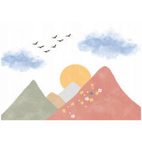 FOTOTAPETE Gebirge Vögel Bunt 350x250 cm - Multicolor, Papier (350/250cm) - Wallarena