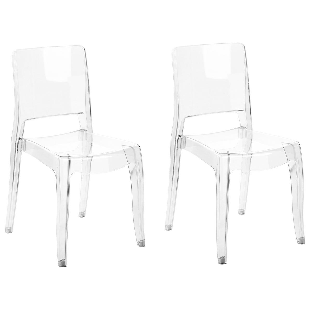 ESSZIMMERSTÜHLEN 2er-Set Kunststoff Transparent Westbridge - Transparent, Kunststoff (42/87/52cm) - Beliani
