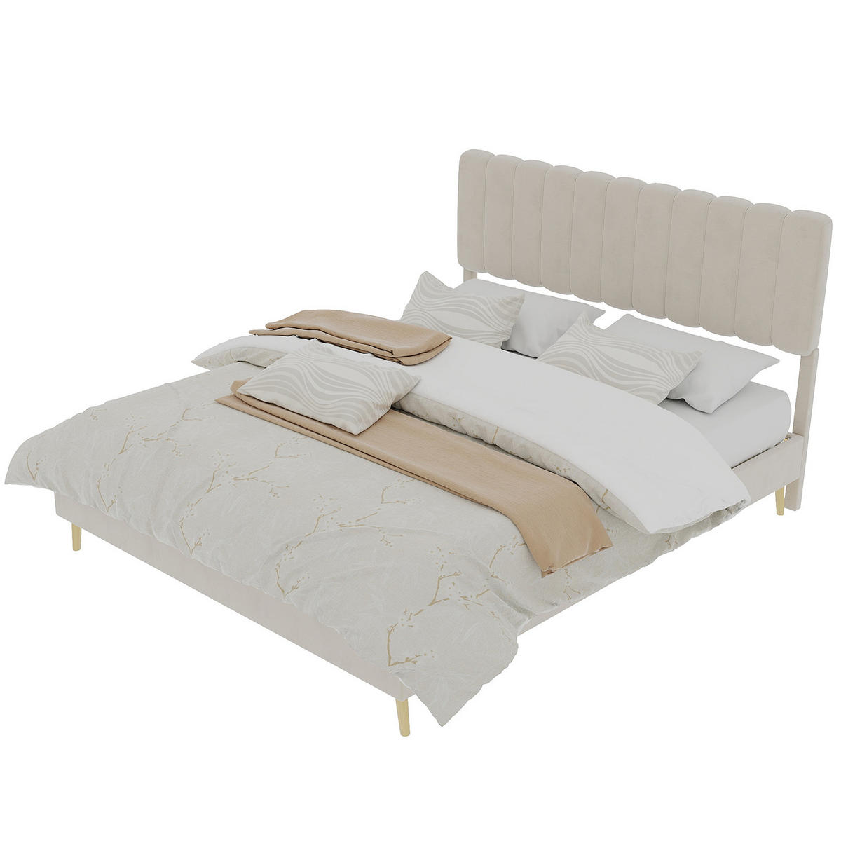 POLSTERBETT 160x200 cm ohne Stauraum beige - Beige, Textil (160/200cm) - Fortuna Lai