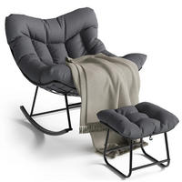 SCHAUKELSTUHLMIT Hocker, Outdoor Papasan, mit Metallrahmen, Dunkelgrau - Dunkelgrau, Textil (71/82.8/89cm) - Kaket