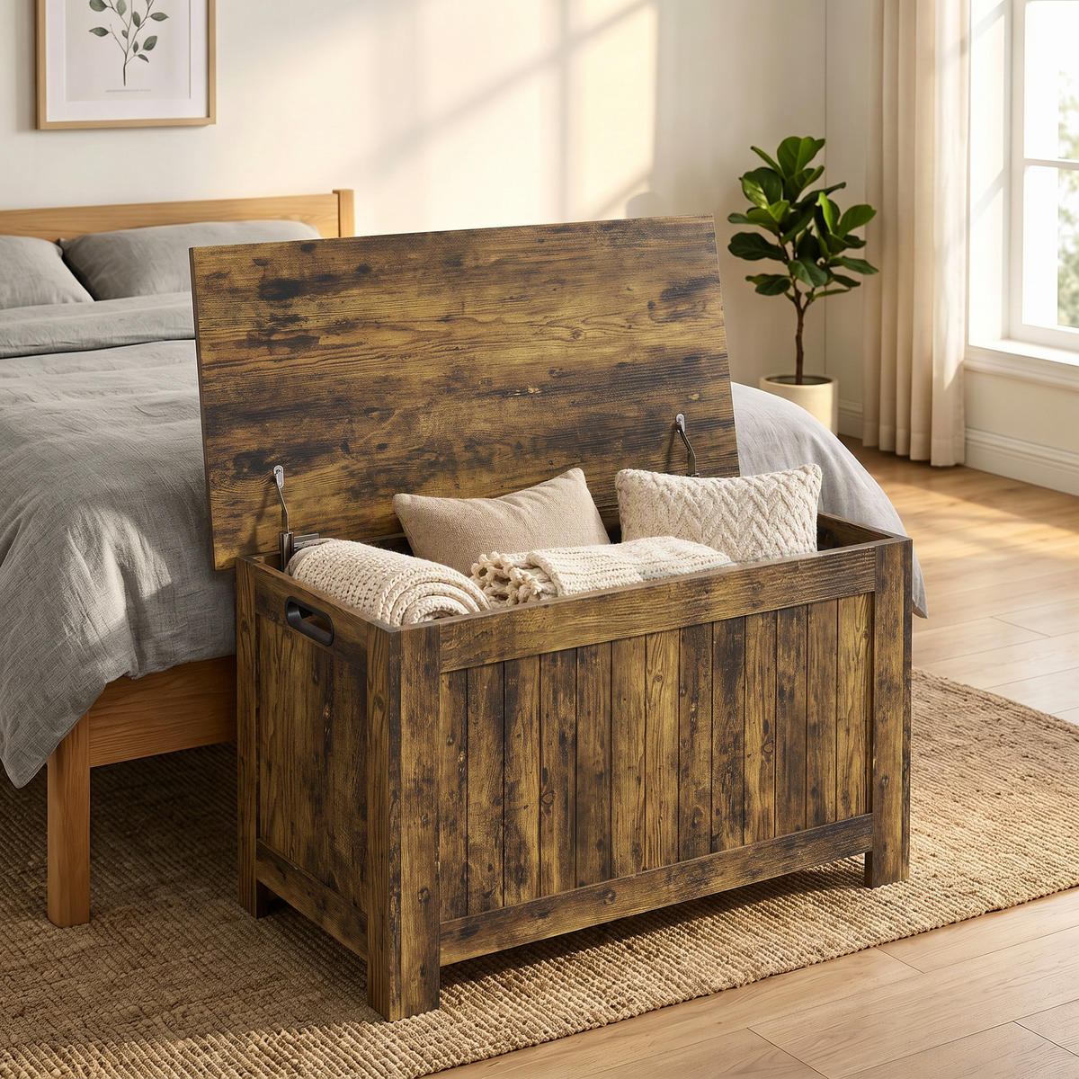 AUFBEWAHRUNGSTRUHE MDF Rustikales Braun - Braun, Holzwerkstoff (40/46/81cm) - HOMCOM