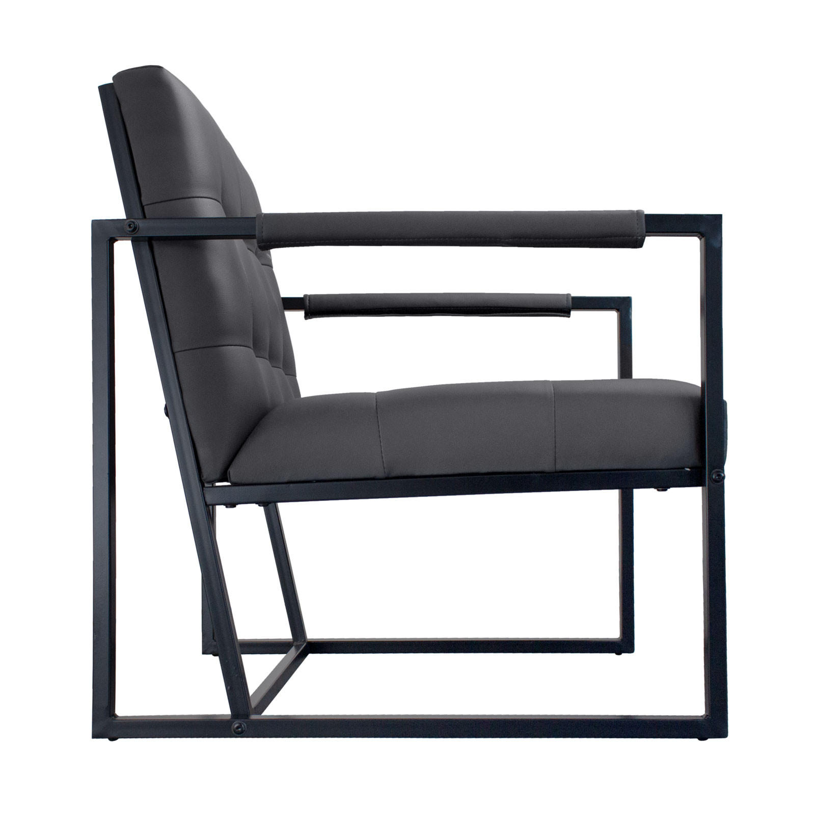 LOUNGESESSEL JONES Kunstleder Dunkelgrau - Schwarz/Grau, Textil/Metall (53/73/69cm) - SVITA