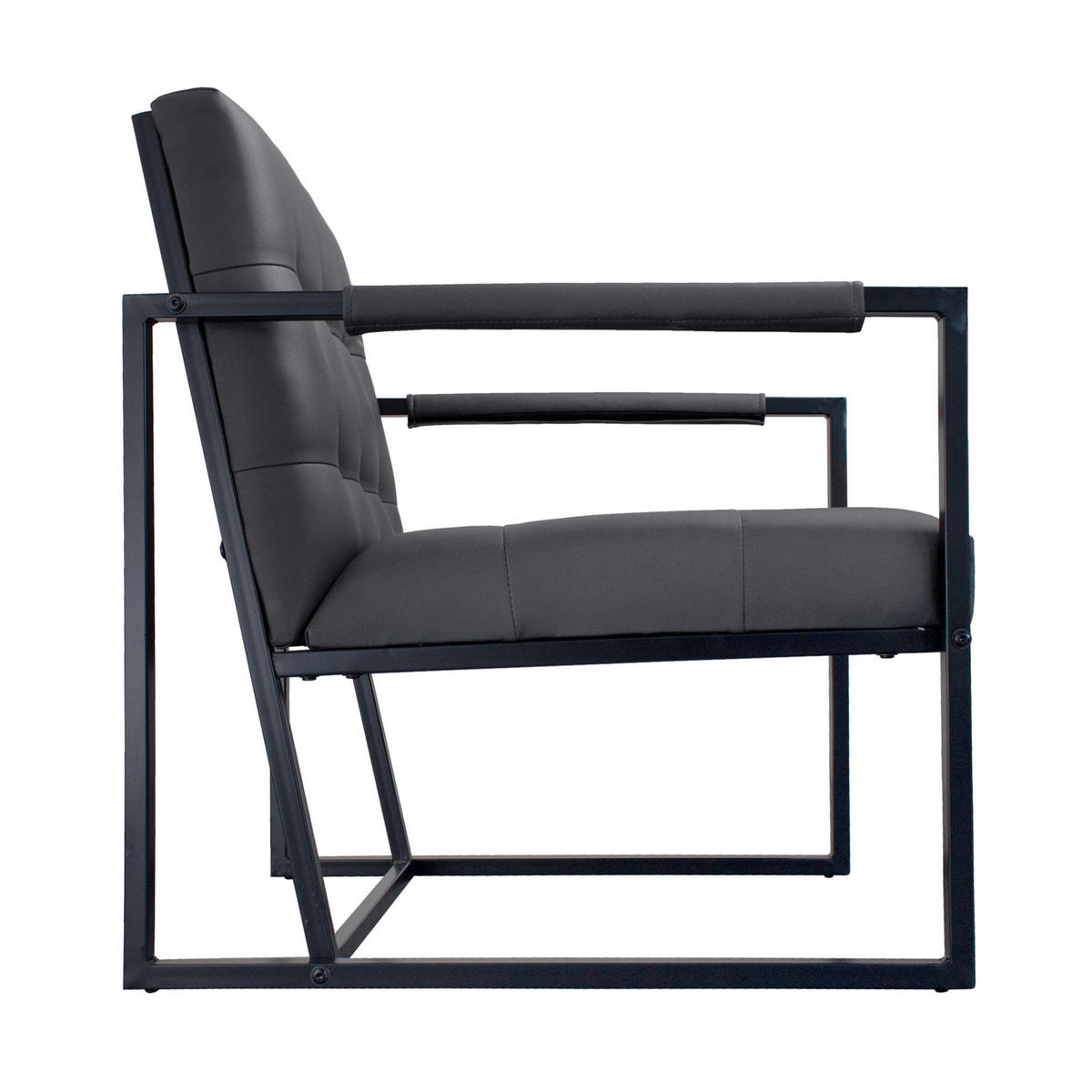LOUNGESESSEL JONES Kunstleder Dunkelgrau - Schwarz/Grau, Textil/Metall (53/73/69cm) - SVITA