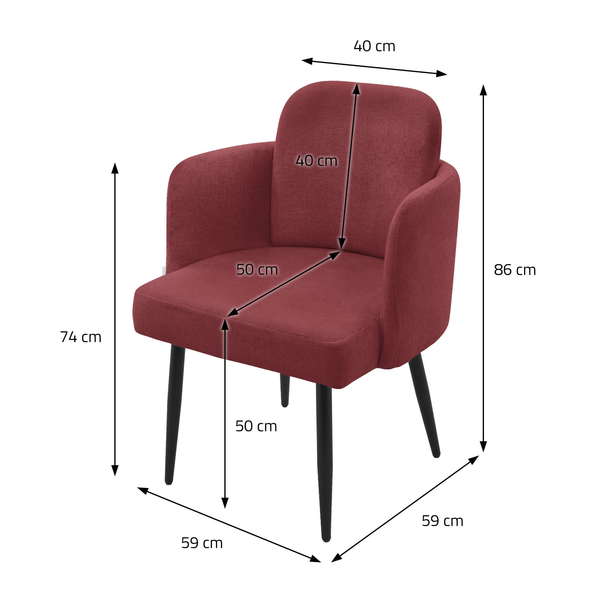 Thumbnail - Ml-Design Esszimmerstühle, Rot, Textil, 59x86x59 cm, Esszimmer, Stühle, Esszimmerstühle, Vierfußstühle