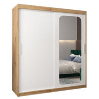 SCHWEBETÜRENSCHRANK 200/180/62 2-türig - Silberfarben/Weiß, Holz/Kunststoff (180/200/62cm) - Abiks Möbel
