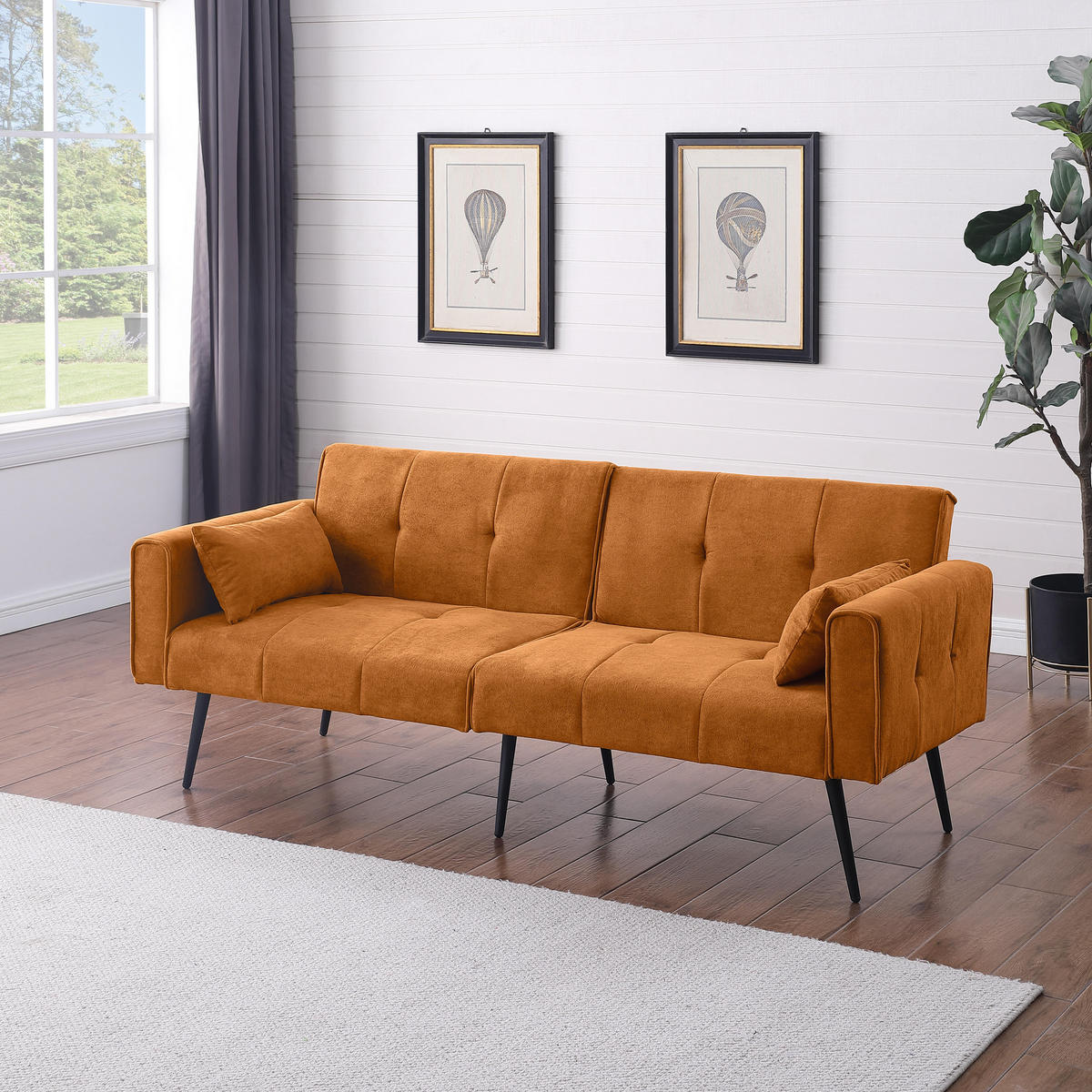 SCHLAFSOFA 175/71/71 cm Orange Cord - Orange, Textil (175/71/71cm) - Oxeza