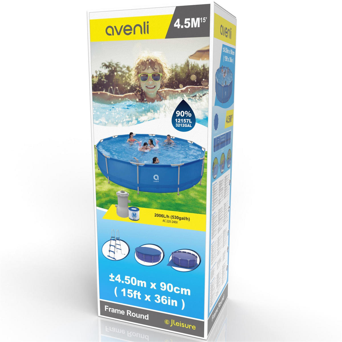 POOL Komplettset Framepool rund 450 x 90 cm blau mit Filterpumpe - Blau, Kunststoff (450/90/450cm) - Avenli