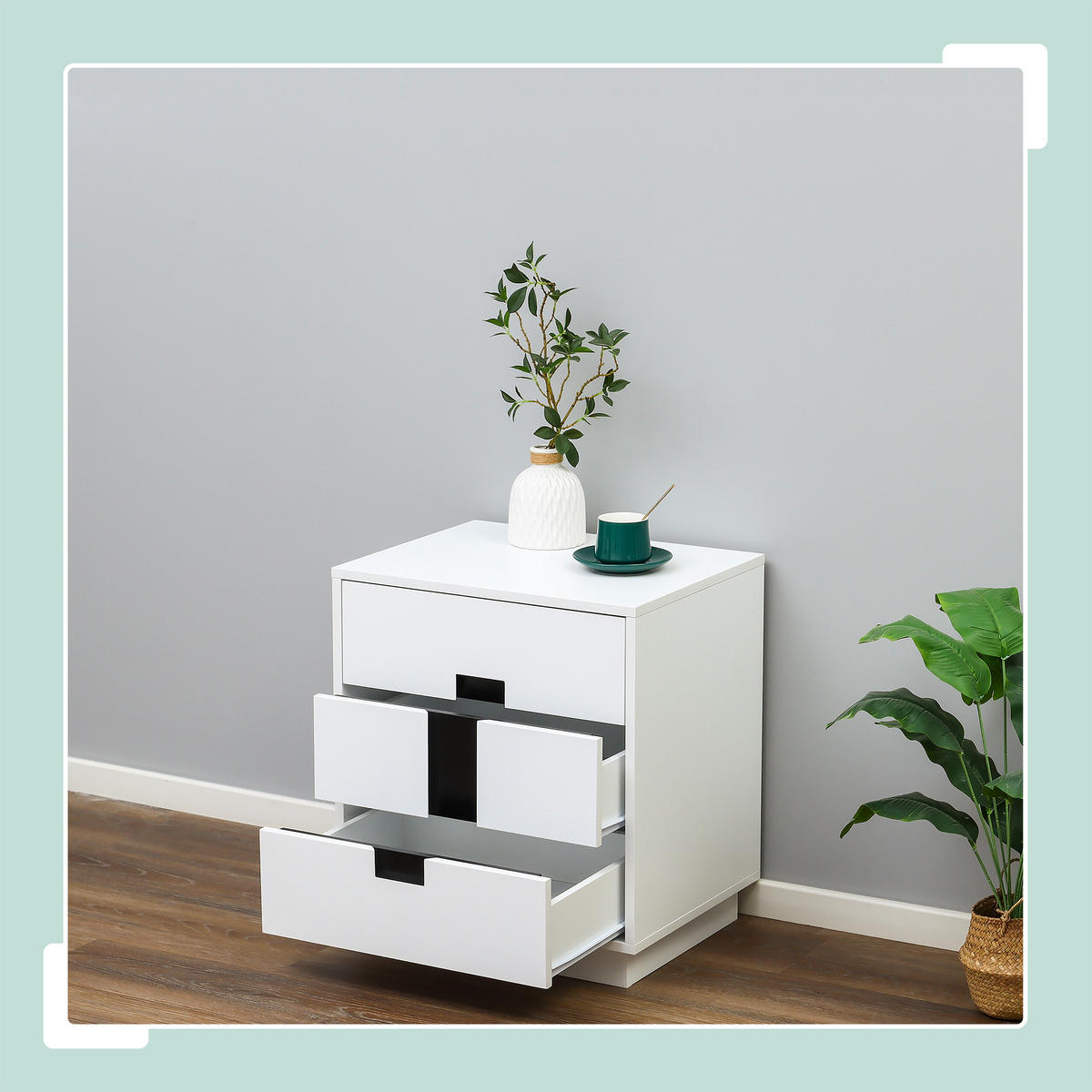 KOMODA - biela, kompozitné drevo (50/56/40cm) - Relaxdays