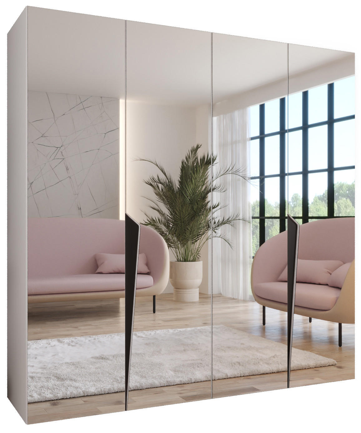 DREHTÜRENSCHRANK 202/200/52 4-türig - Schwarz/Weiß, Holz/Metall (200/202/52cm) - Abiks Möbel