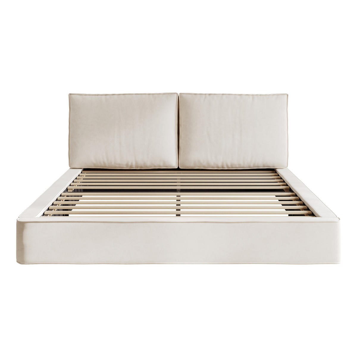 POLSTERBETT 180x200 cm in Beige mit Chenille-Bezug, gepolstertem Kopfteil und Lattenrost - Beige, Textil (180/200cm) - IVMEU