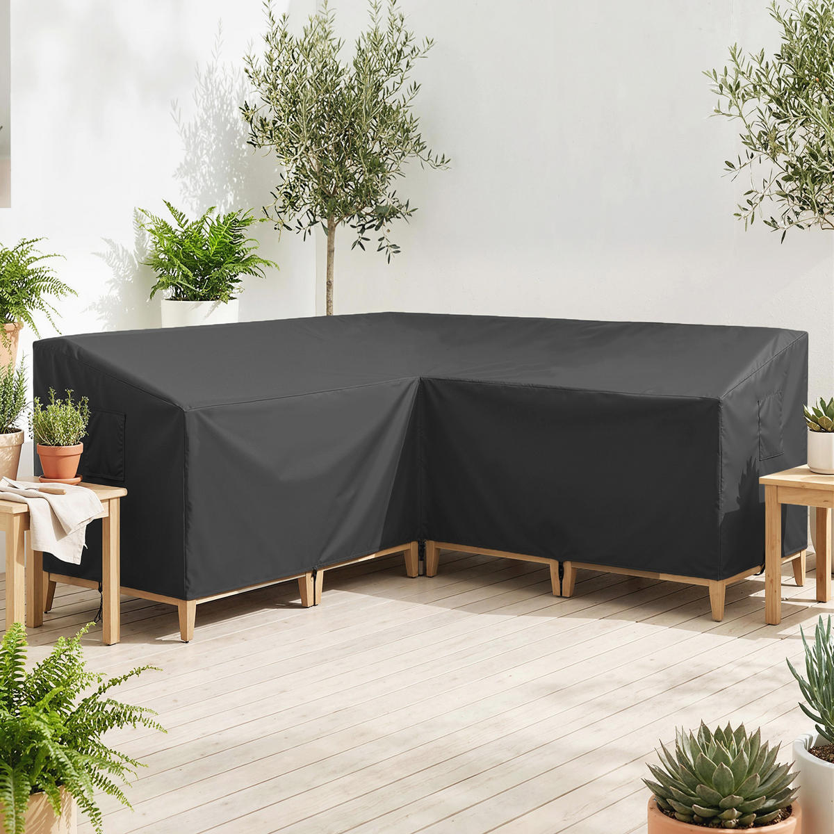 GARTENMÖBEL-ABDECKUNG 420D-Oxford-Gewebe Schwarz - Schwarz, Textil (216/78/216cm) - Outsunny