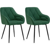 ESSZIMMERSTUHL 2er Set ergonomisch, aus Samt, Dunkelgrün - Dunkelgrün/Schwarz, Kunststoff/Textil (56/83.5/53cm) - Woltu