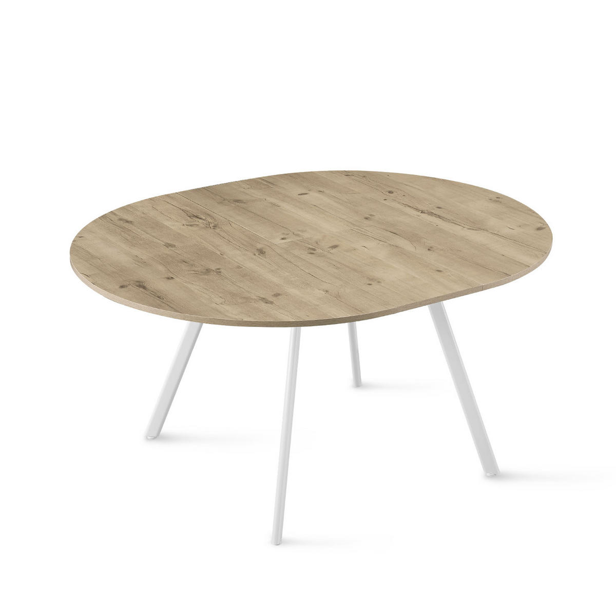 ESSTISCH LIV 120-150/120/76 cm Rund Sandeiche - Eiche San Remo/Weiß, Holzwerkstoff (120/120/76cm) - B&D Home